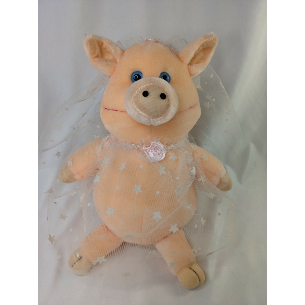 Good Stuff Pig‎ Plush Bride Lace Veil 14 Inch Stuffed Animal Toy
